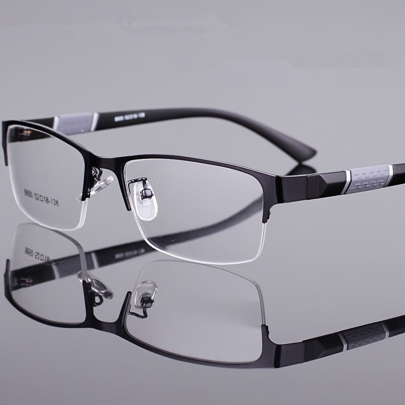 Semi Rimless Reading Glasses Men's Business Eyeglasses