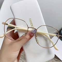 Clear Lens Eyeglasses Round Frame Thin Metal Temple Minimalist Eyewear