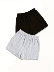 Letter Print Drawstring Waist Casual Shorts 2 Pack