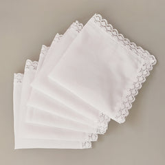 6pcs Lace Trim Handkerchief Set Women's Wedding DIY Decoration