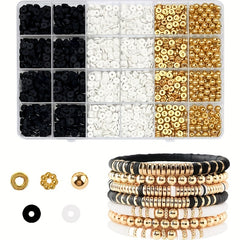 4000pcs Friendship Necklace Bracelet Making Kit Polymer Clay Beads Golden Beads