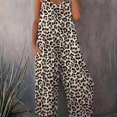  Leopard Print Cami Jumpsuit with Pockets