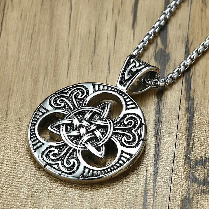 Men's Irish Celtic Silver Necklace Punk Style