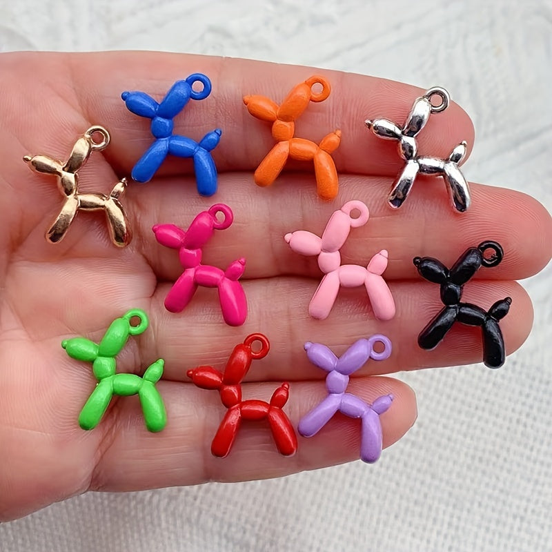 10pcs Mixed Balloon Dog Charms for DIY Jewelry Making