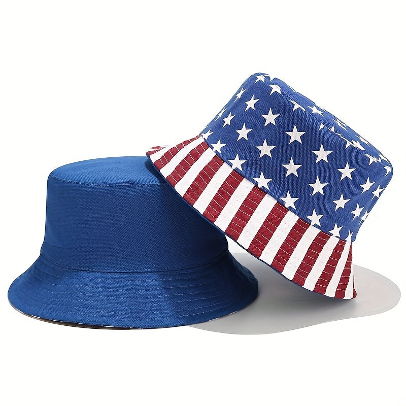 American Flag Reversible Bucket Hat Lightweight Sunscreen Beach Hat