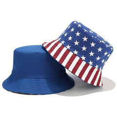 American Flag Reversible Bucket Hat Lightweight Sunscreen Beach Hat