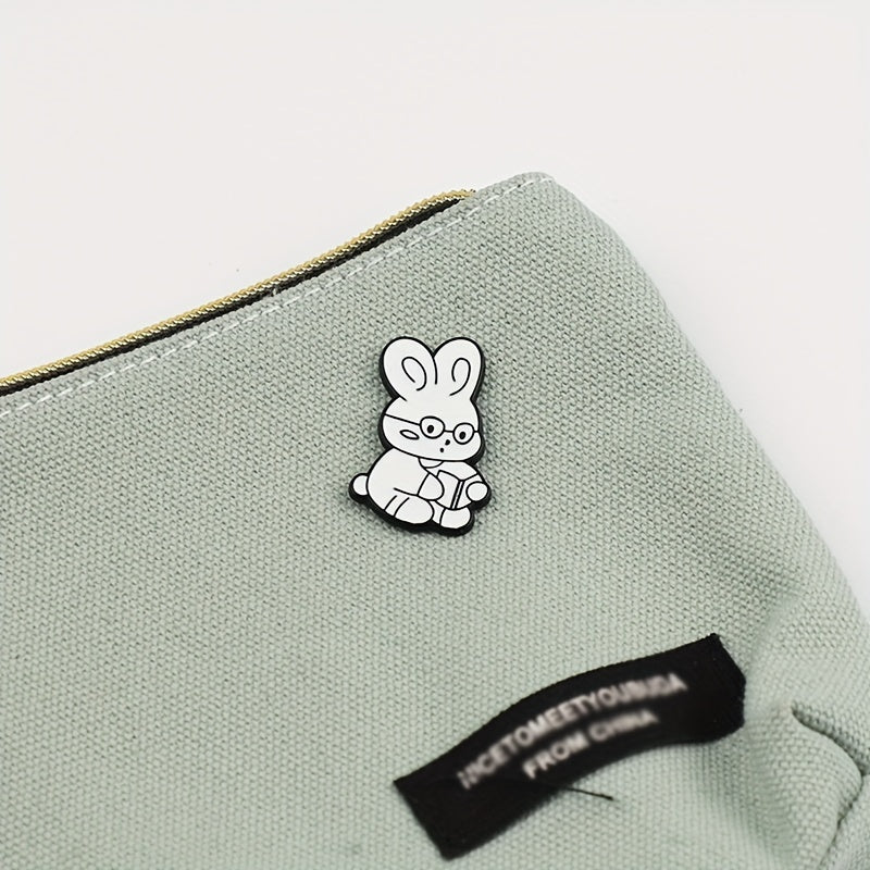 Cute Rabbit Glasses Brooch Pin Cartoon Badge for Backpacks Sweaters Jackets
