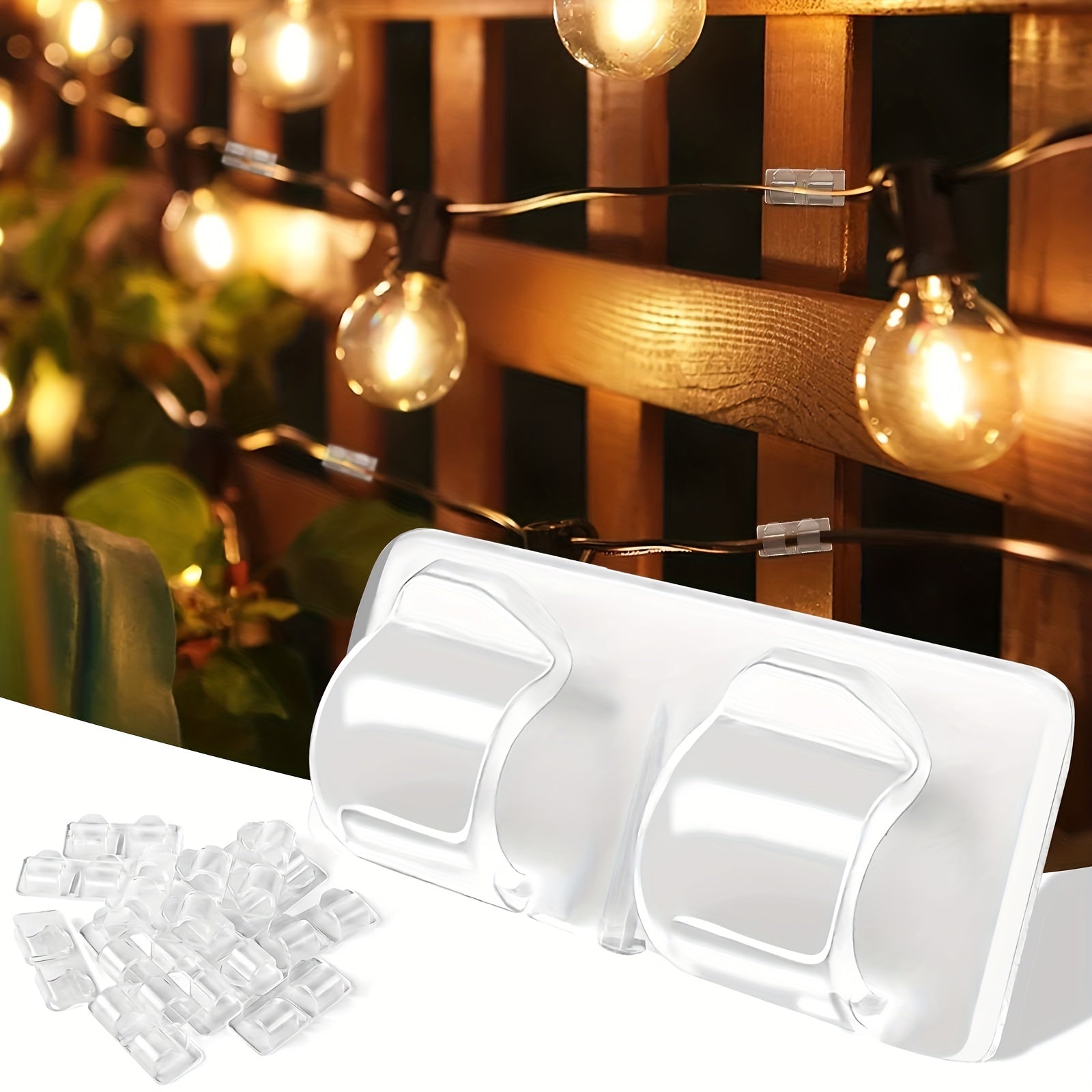 20pcs Self Adhesive Hook Clip for String Lights Waterproof Durable Clips