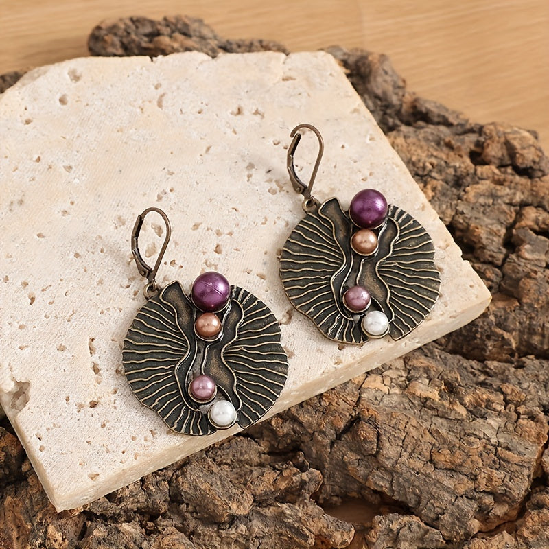 Exaggerated Shell Fan Earrings with Faux Pearls