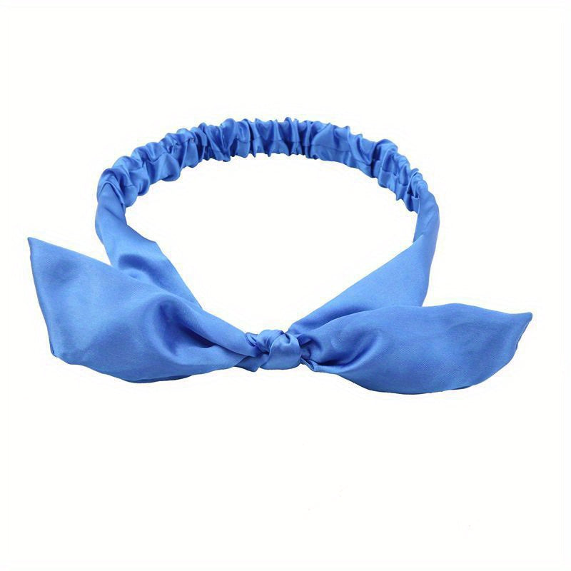 Satin Headband Bowknot Decor Head Hook Stretchy Headdress Silky Hair Band