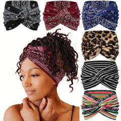 6pcs Floral Criss Cross Headbands for Women Girls