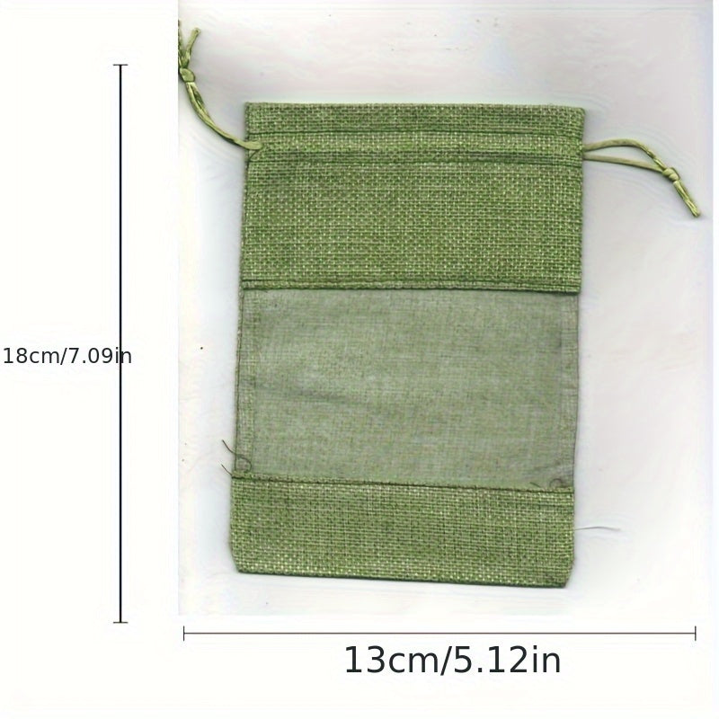 12pcs Makeup Storage Jute Bag Drawstring Gift Bag Linen Bundle Pocket