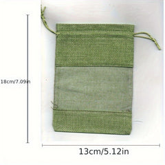 12pcs Makeup Storage Jute Bag Drawstring Gift Bag Linen Bundle Pocket
