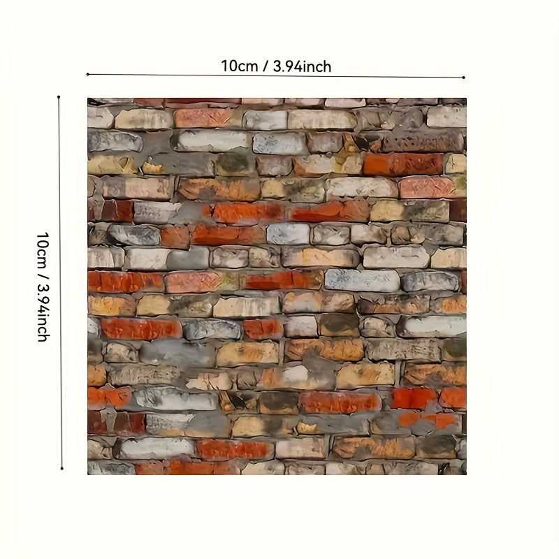 2pcs Dollhouse Tile Stickers Realistic Wood & Brick Patterns PVC Wallpaper