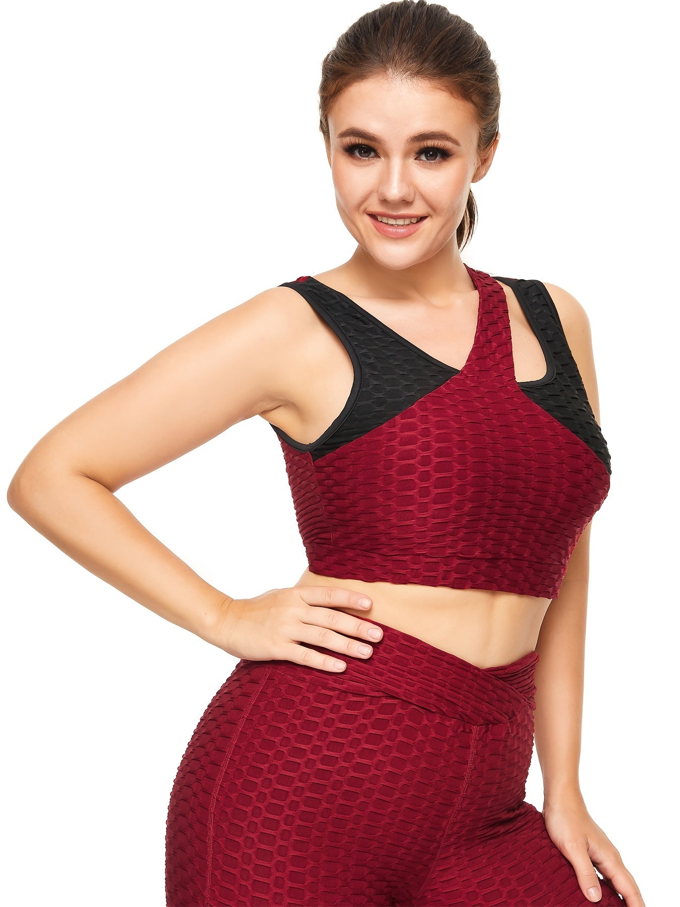  Colorblock Jacquard Sports Bra Women's Plus Quick Drying Fitness Yoga