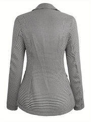  Houndstooth Print Slim Blazer