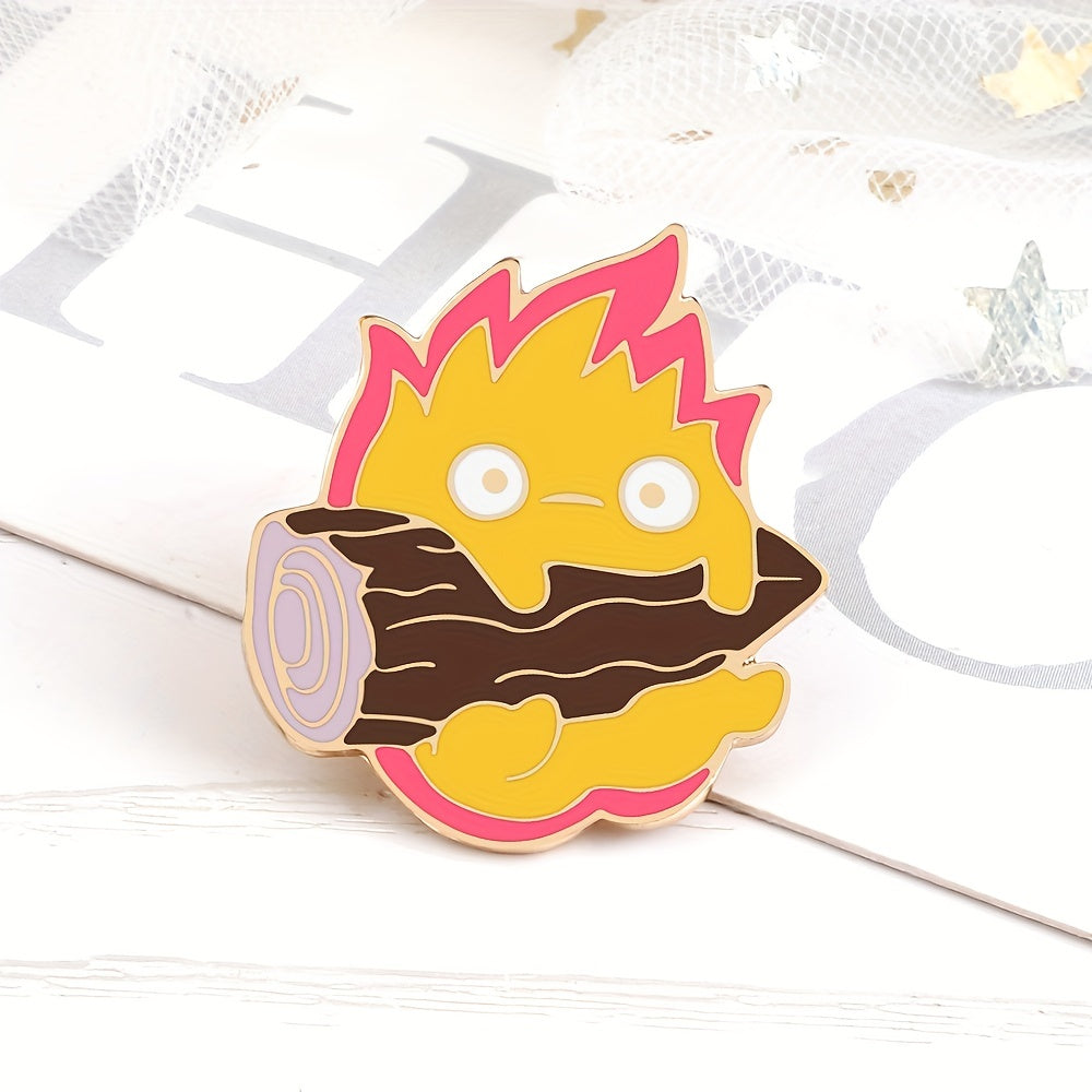 Fire Demon Enamel Brooch Magic Fire Elf Firewood Anime Stuff Badges