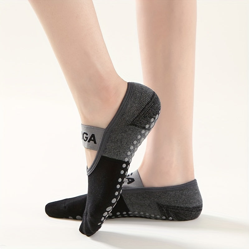 Two Tone Yoga Socks With Grips and Strap