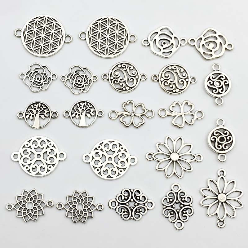 22pcs Antique Silvery Pendant Series for Necklace Bracelet Earrings