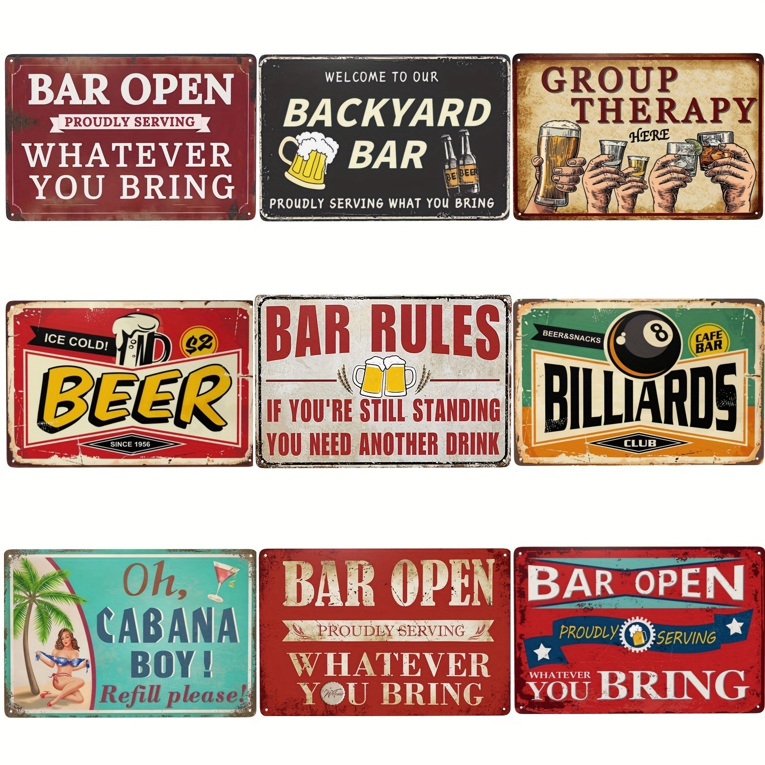 Funny Backyard Bar Tin Sign - Bring Your Own Beer Alcohol Drinks Fun Wall Decor