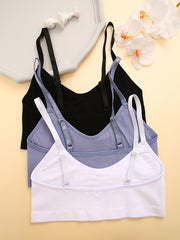 3pcs Knitted Ribbed Sports Bras Breathable Yoga Workout Wireless Bra