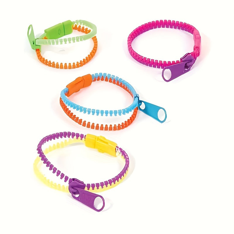 Zipper Bracelets Sensory Toys Bulk Set Neon Colors Kit - 10pcs