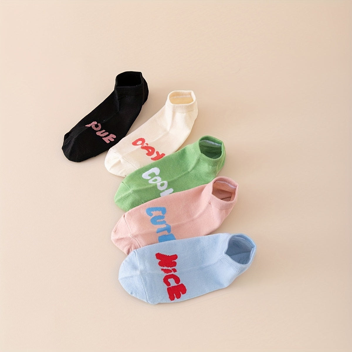 10 Pairs Letter Print Ankle Socks Women's Stockings
