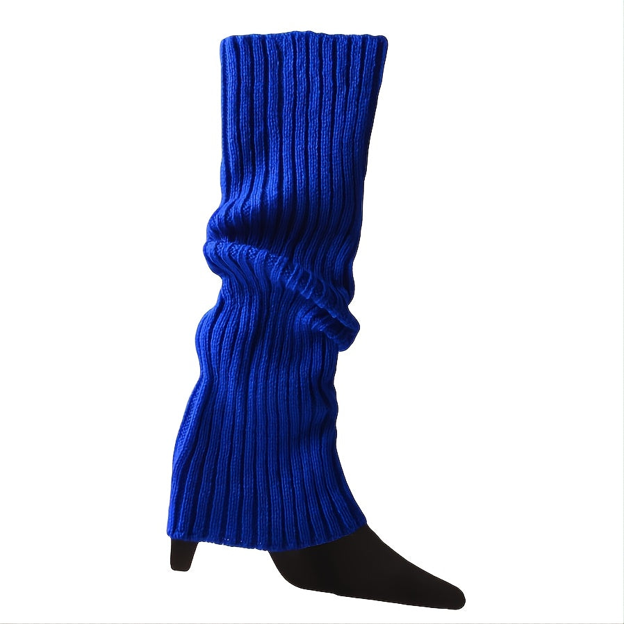 Women's 80s Ribbed Leg Warmers Knitted Crochet Long Boot Socks