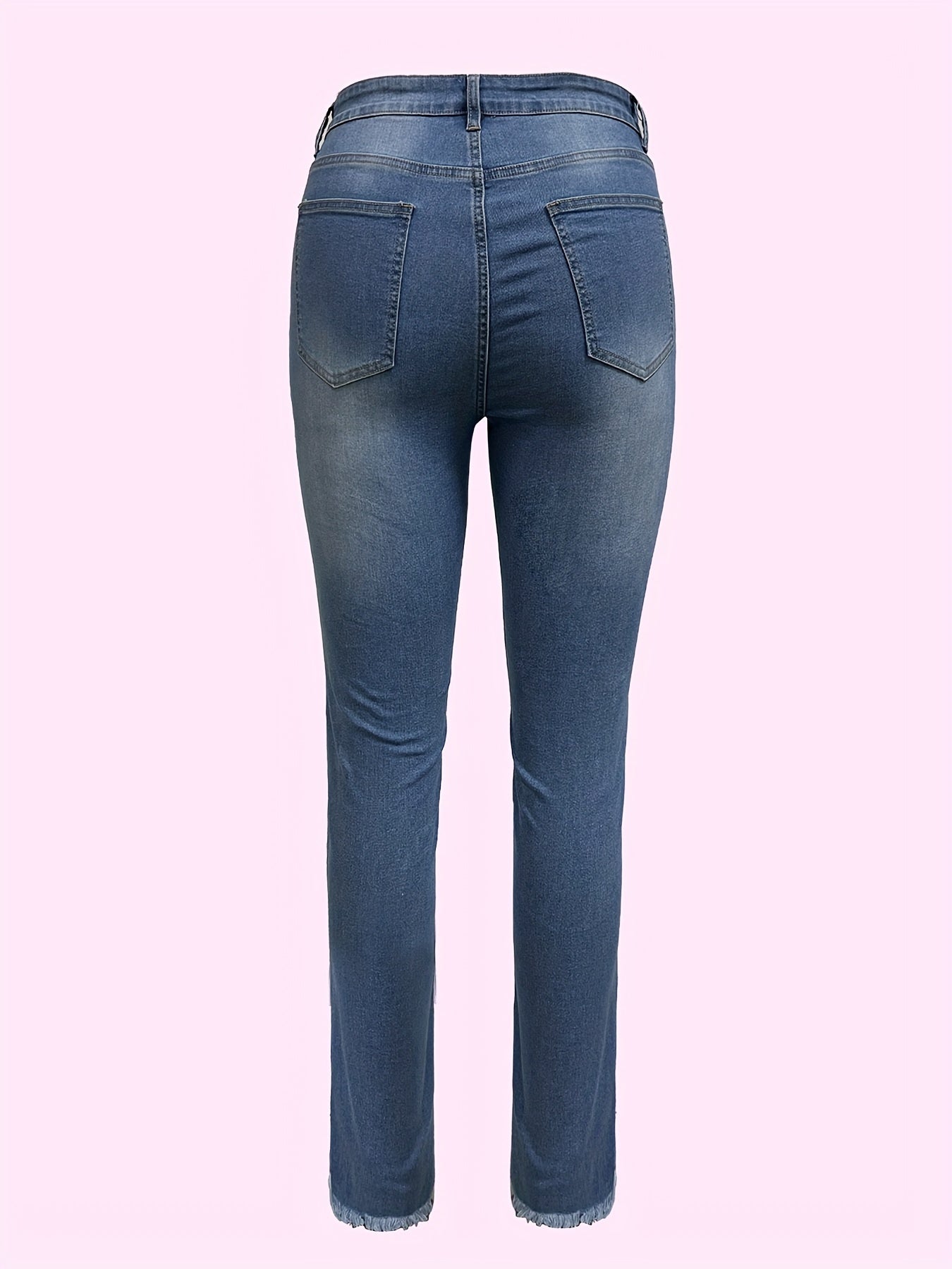 Plus Size Christmas Jeans Women's Colorblock Plaid & Snowflake Print