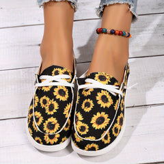 Women's Sunflower Flat Canvas Shoes Lightweight Lace Up Loafers
