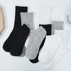 3 Pairs Classic Solid Socks Comfy & Breathable Multi-color Sock Pack