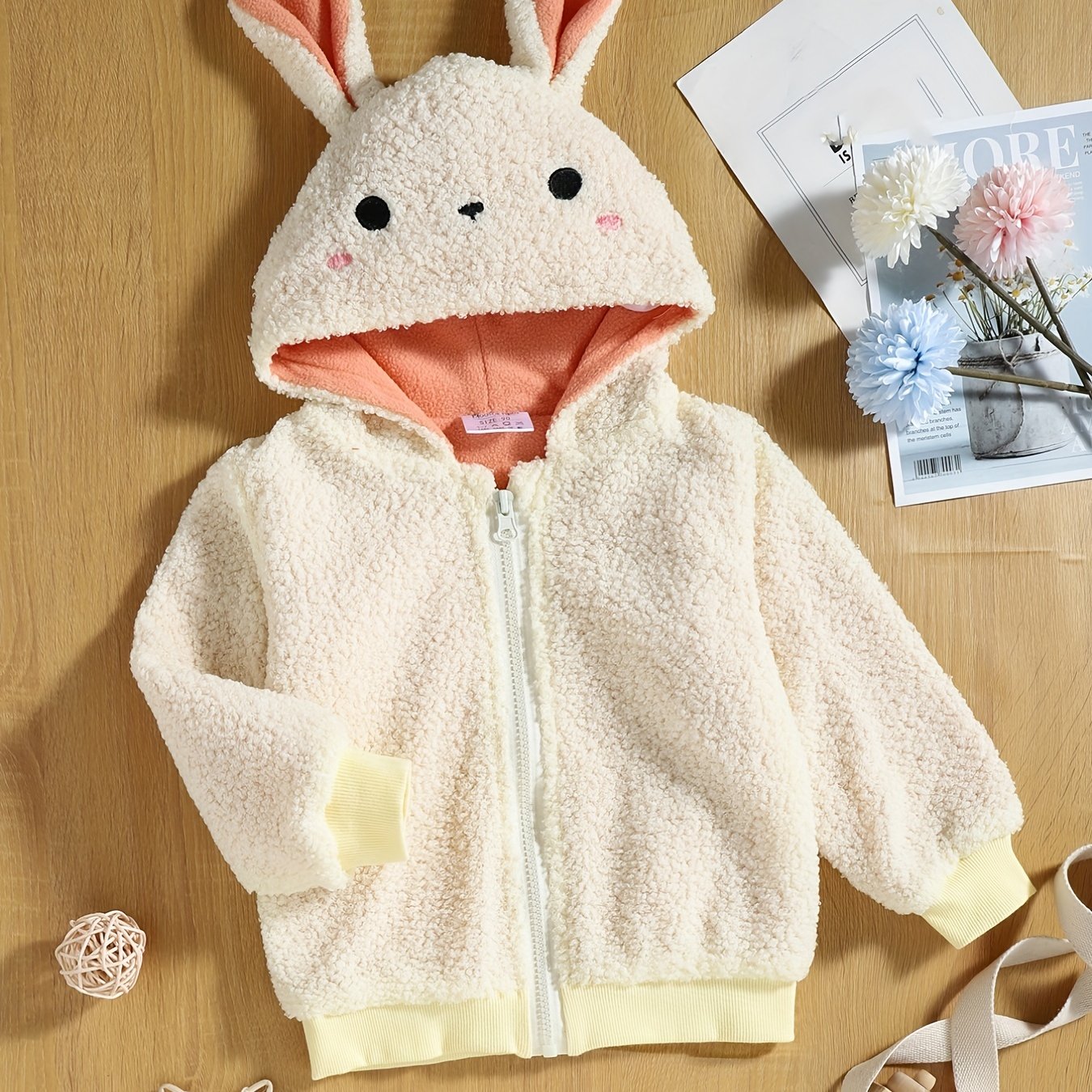 Girls' Fleece Rabbit Ears Hooded Jacket Coat