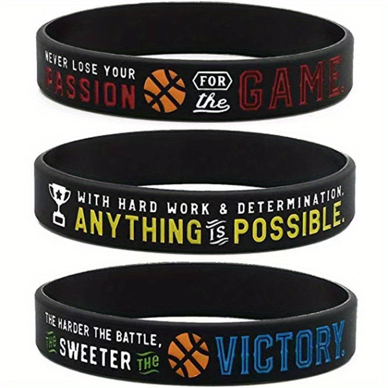 3pcs Victory Basketball Motivational Silicone Bracelets