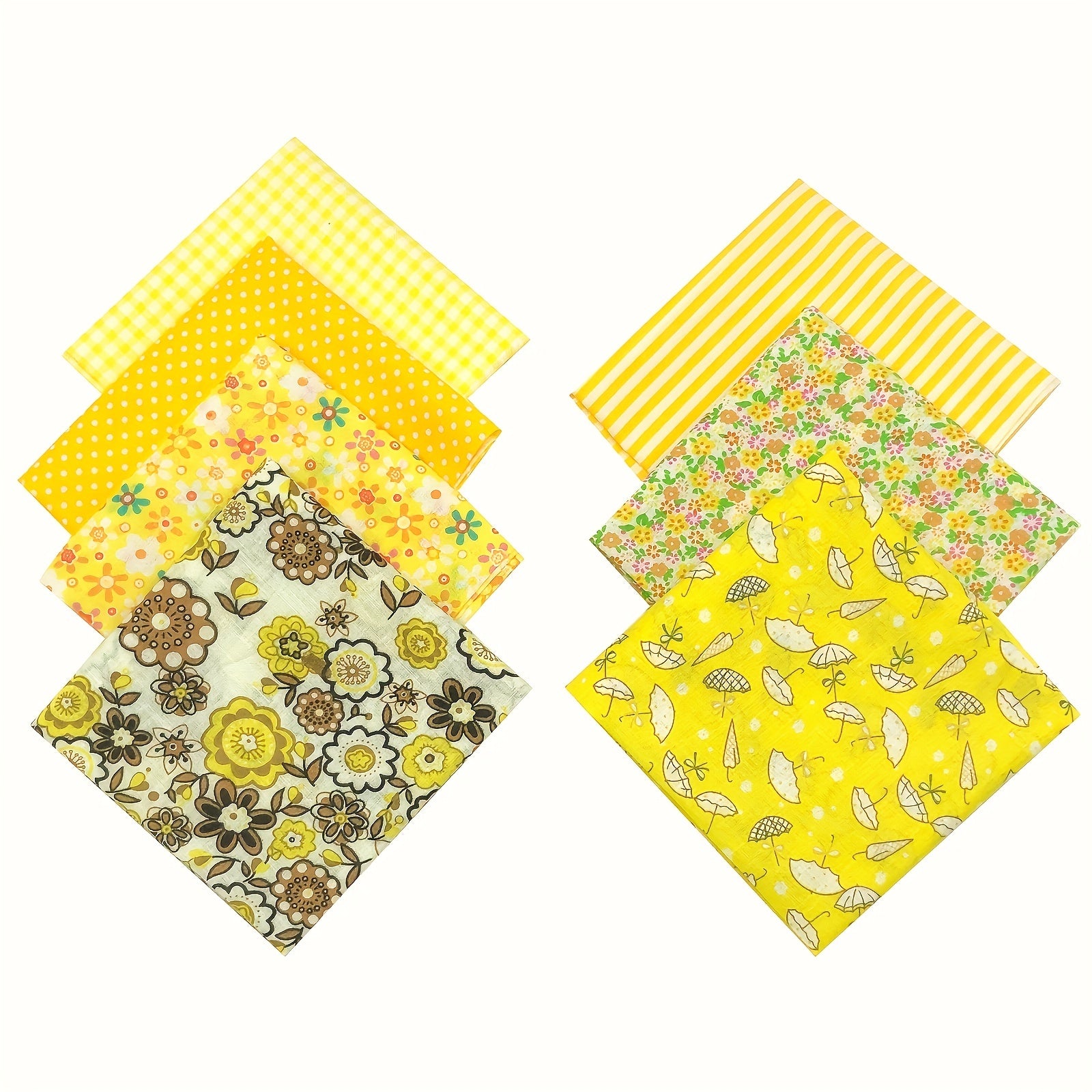 7pcs 49 78 49 Yellow Squares Floral Printed Cotton Fabric For Quilting DIY Craft