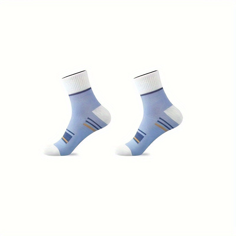 Men's Block Crew Socks Breathable Comfy Casual Unisex Socks Outdoor All Seasons