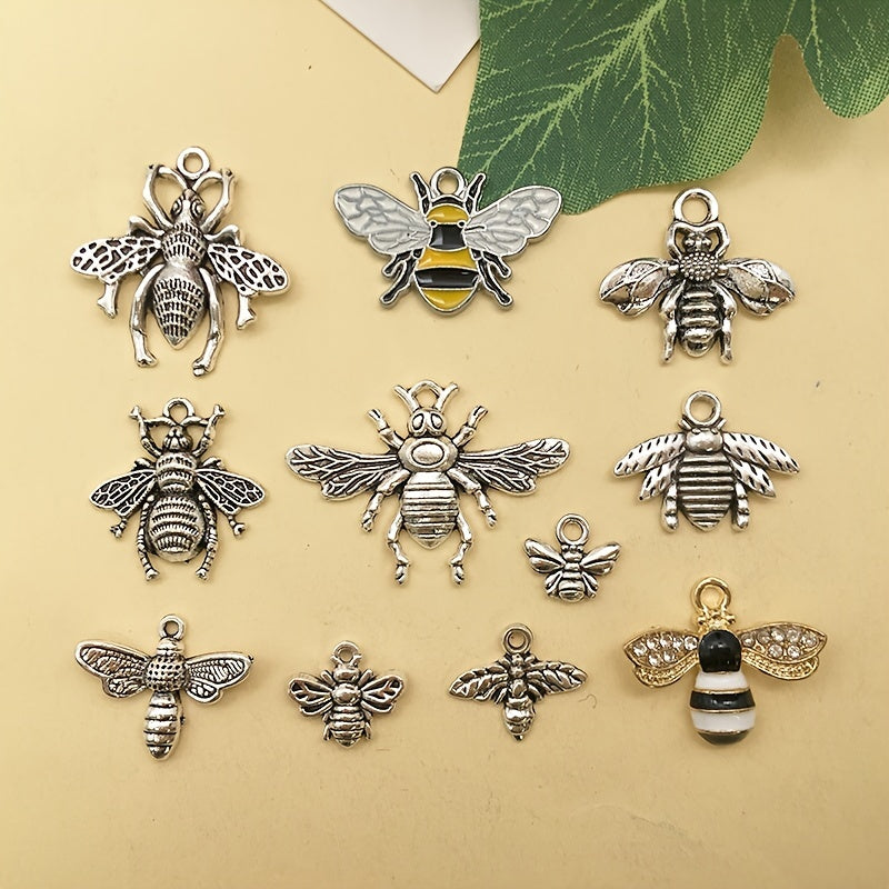 20pcs Antique Silver Bee Shape Charms Pendants for DIY Jewelry Making