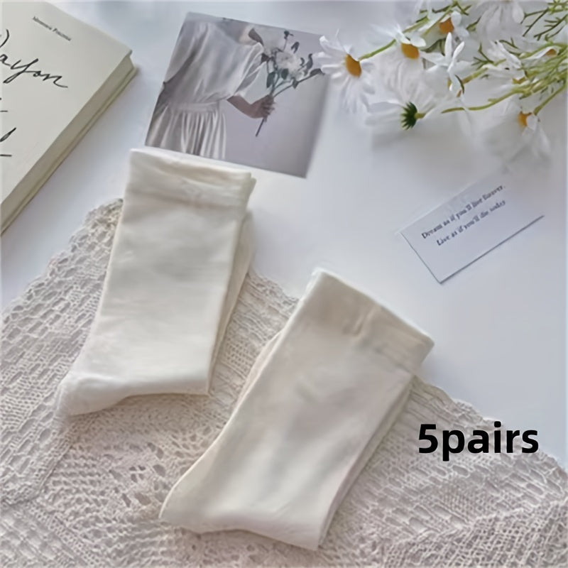 5 Pairs Comfy & Soft Mid Tube Women's Socks