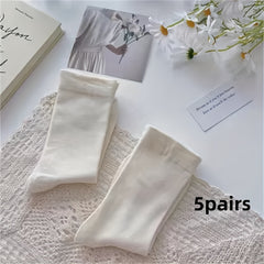 5 Pairs Comfy & Soft Mid Tube Women's Socks