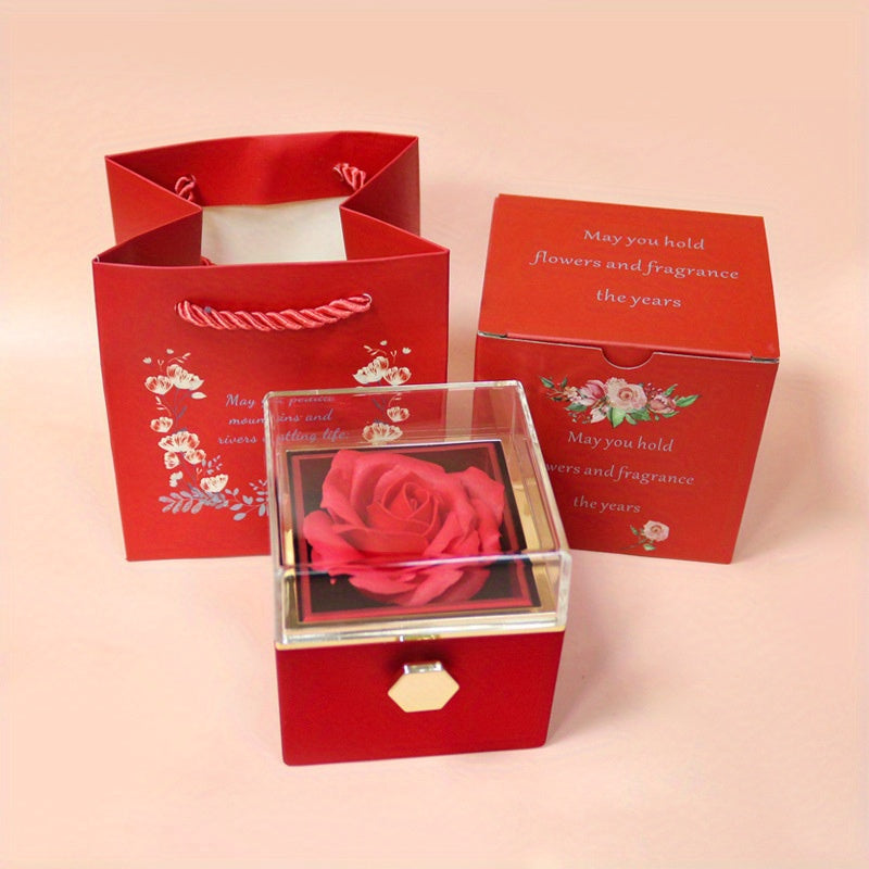Rose Scented Soap Flower Jewelry Box Painted Single Flower Box