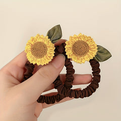 Sunflowers Decor Hair Tie Hair Bands Ponytail Holders Girls Hair Accessories
