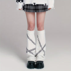 Chain Print Leg Warmers Comfy All Match Socks