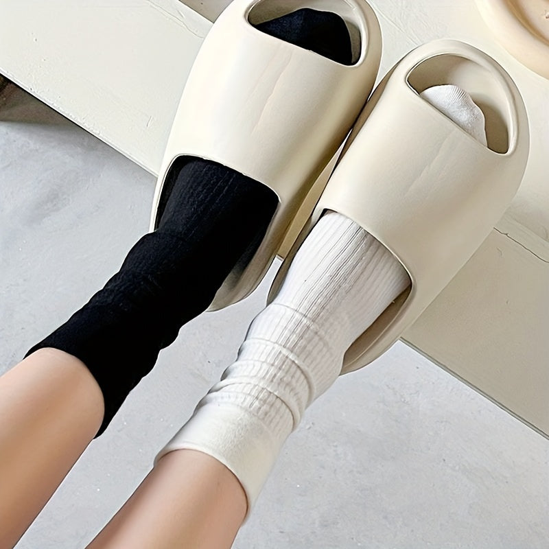 6 Pairs Comfy Breathable Women's Solid Socks Stockings