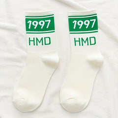 4 Pairs Letter Print Crew Socks for Women