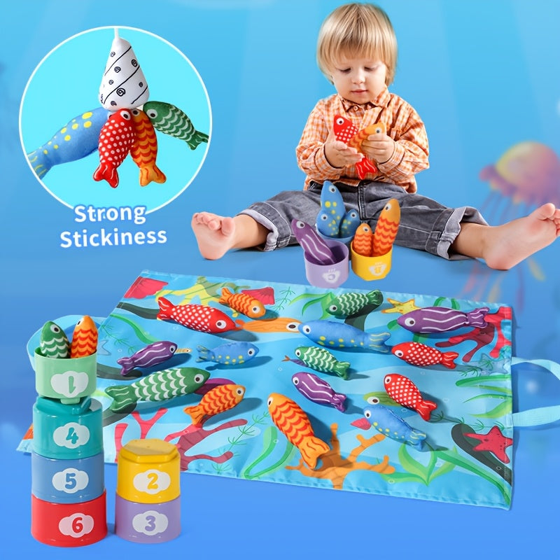Colorful Children's Fishing Toy with Numbered Fish