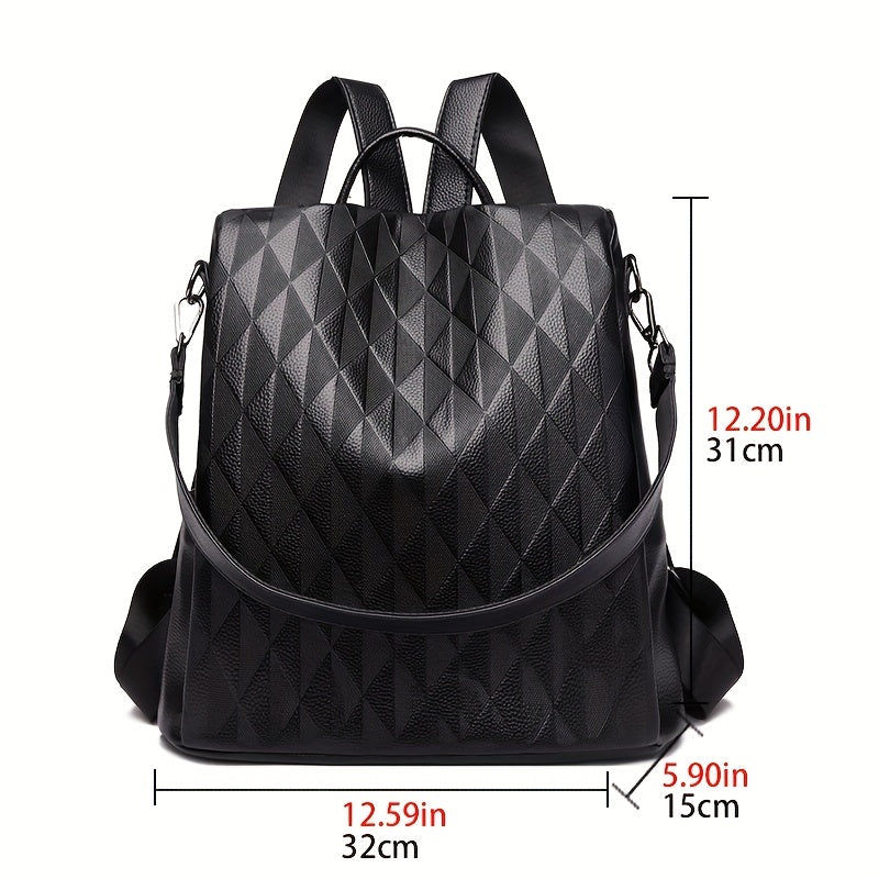 Classic Minimalist Backpack Solid Argyle Pattern Storage Travel Bag