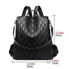 Classic Minimalist Backpack Solid Argyle Pattern Storage Travel Bag