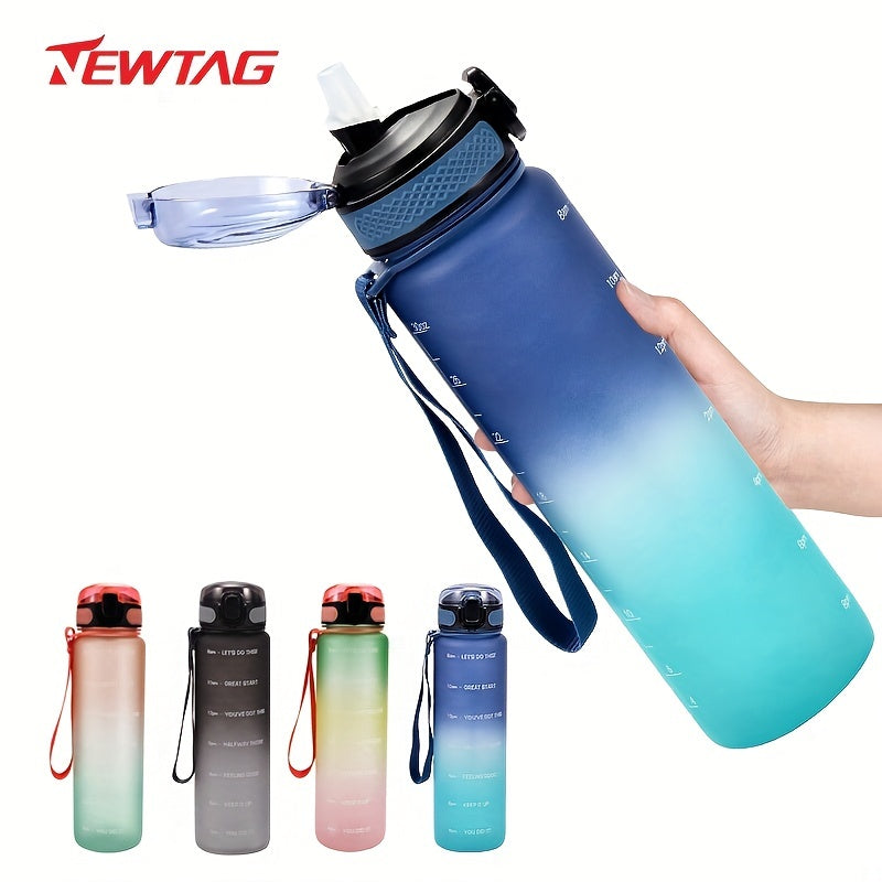 32oz Fitness Water Bottle Time Marker BPA-Free Leak Proof Flip Lid
