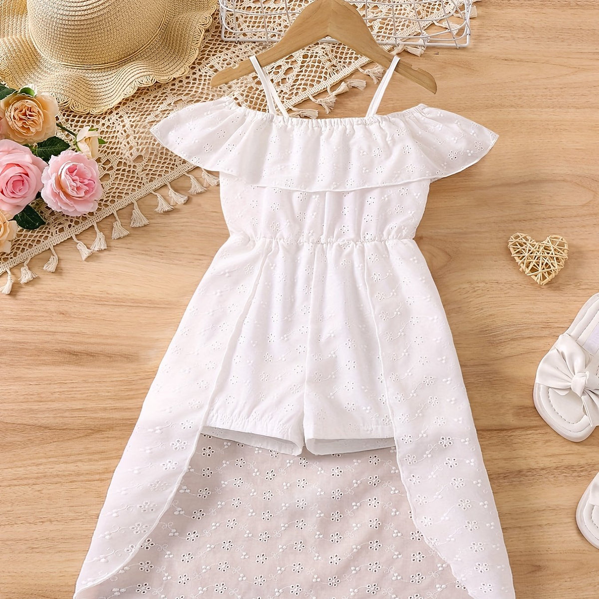 Girls Lace Off Shoulder Jumpsuit for Summer Holiday Party