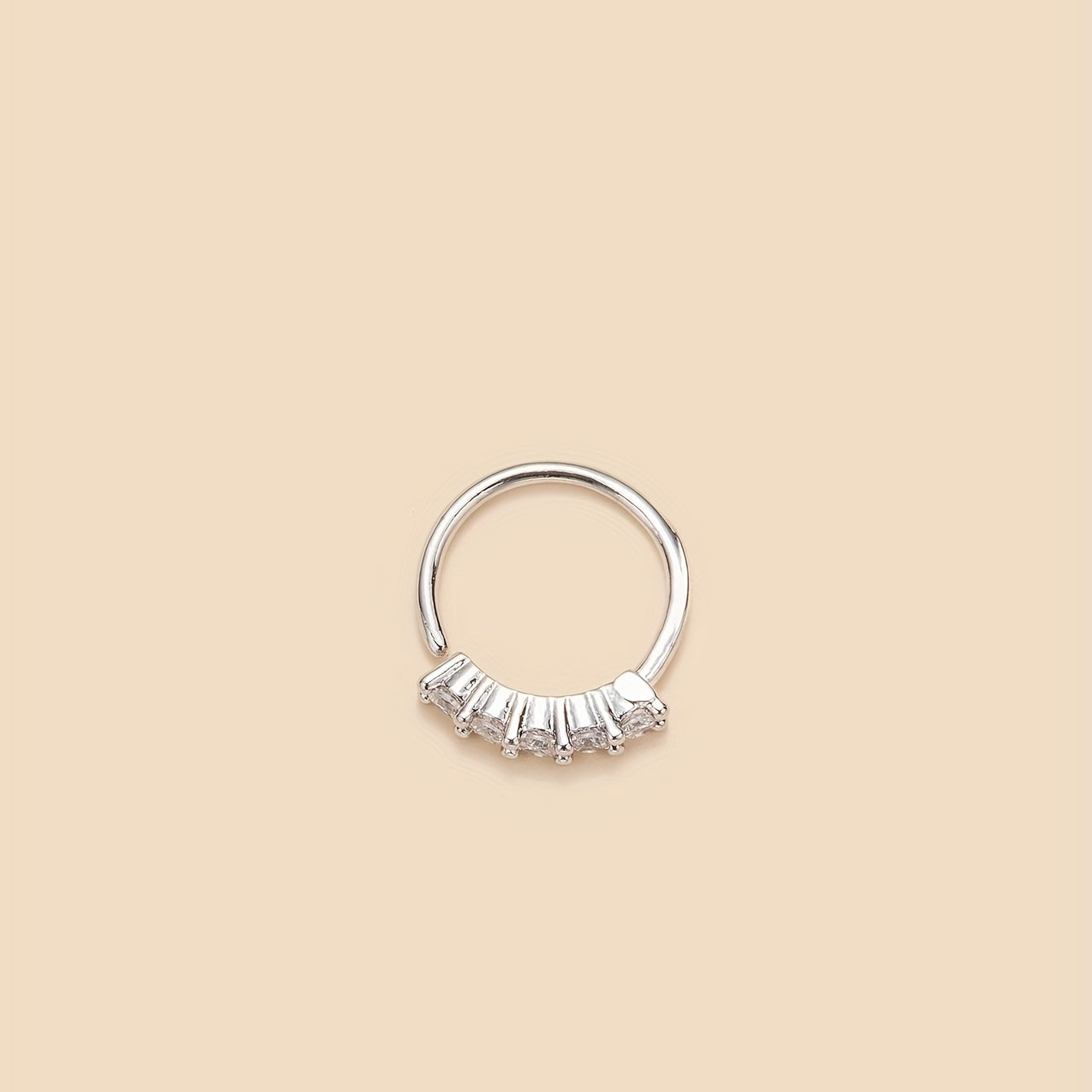 Copper Hoop Nose Ring with Zircon Inlay