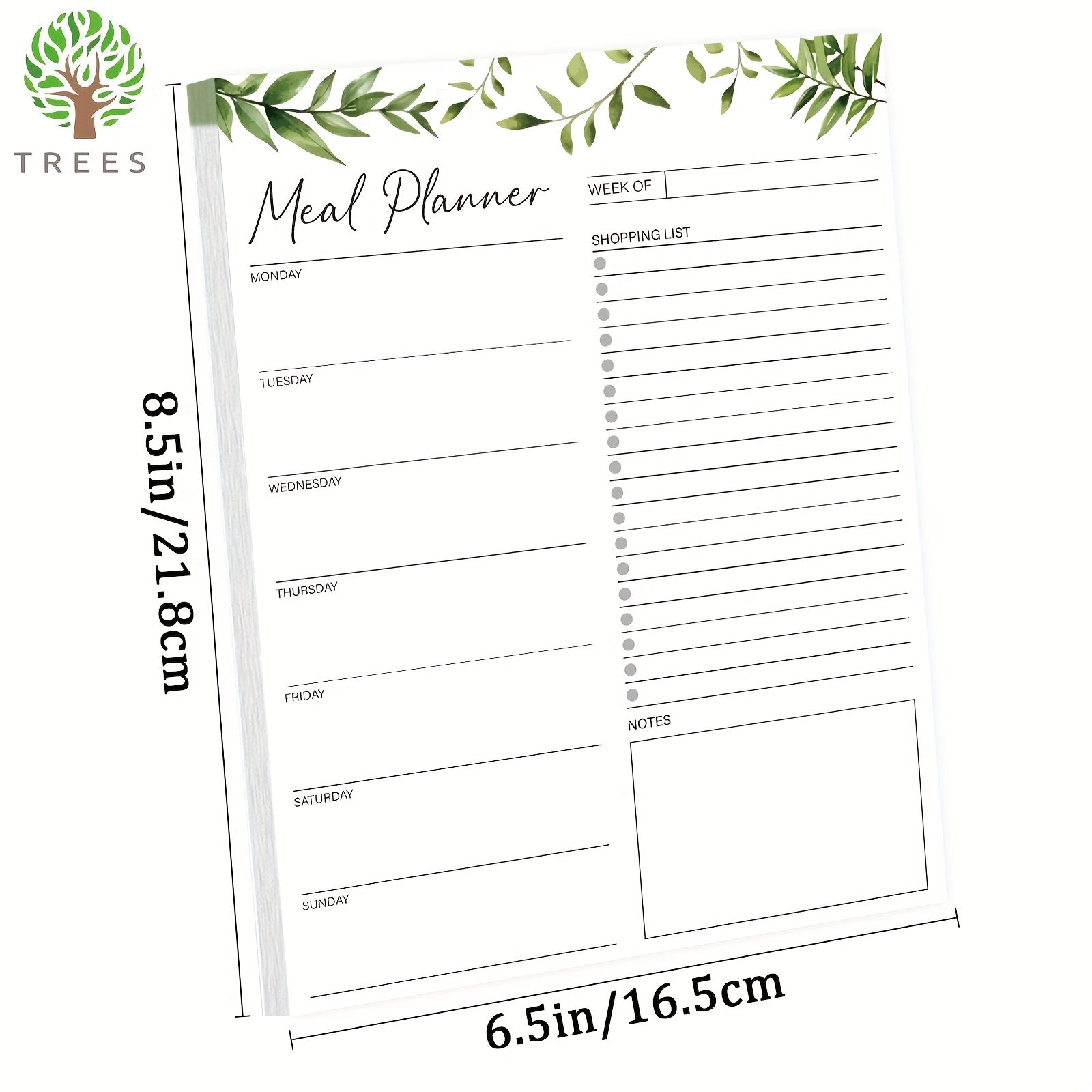 Trees Magnetic Weekly Meal Planner 52 Tear Off Sheets